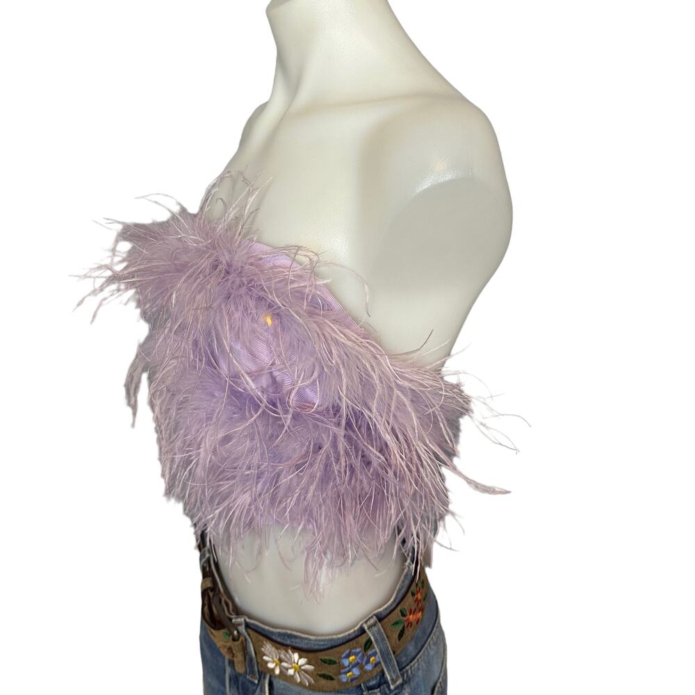 Lovers + Friends Lavender Bustier Top XXS Purple Feathers Pinup Revolve $158 NEW - Picture 5 of 7